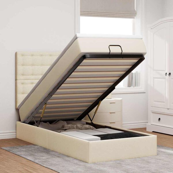 vidaXL osmannisk sengeramme med madras 90x190 cm stof cremefarvet