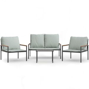 vidaXL lounges&aelig;t til haven 4 dele med hynder st&aring;l antracitgr&aring;