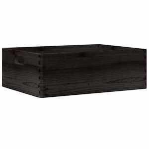 vidaXL tr&aelig;kasse med h&aring;ndtag sort 40x30x13 cm massivt tr&aelig; fyrretr&aelig;