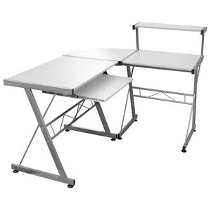 vidaXL computerbord til hj&oslash;rne 132x112x99 cm konstrueret tr&aelig; hvid