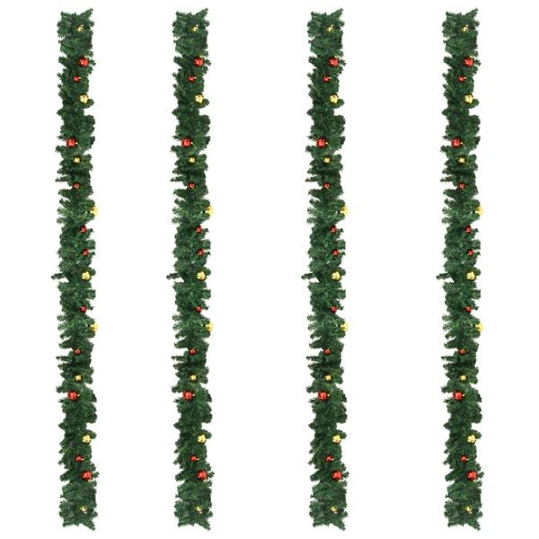 vidaXL juleguirlander 4 stk. med kugler 270 cm PVC grøn
