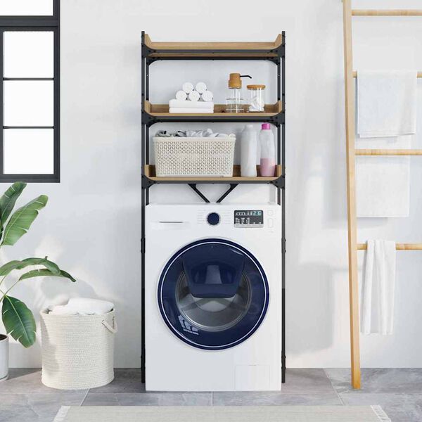 vidaXL Vaskemaskinehylde med hylde Artisan Egetr&aelig; 67 x 25 x 163 cm