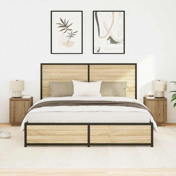 vidaXL sengeskabe 2 stk. med LED-lys 38x34x50 cm kunsteg