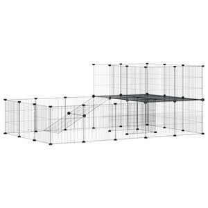 vidaXL 36-panels k&aelig;ledyrsindhegning med l&aring;ge 175x105x70 cm st&aring;l sort