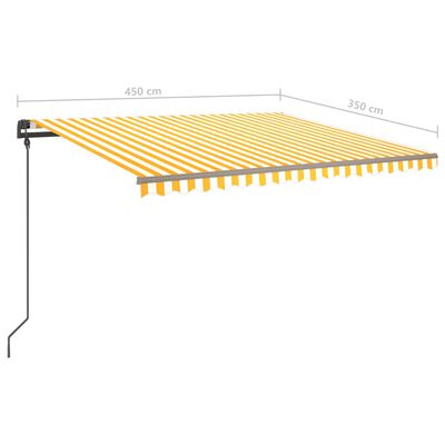 vidaXL markise med LED-lys 4,5x3,5 m manuel betjening gul og hvid