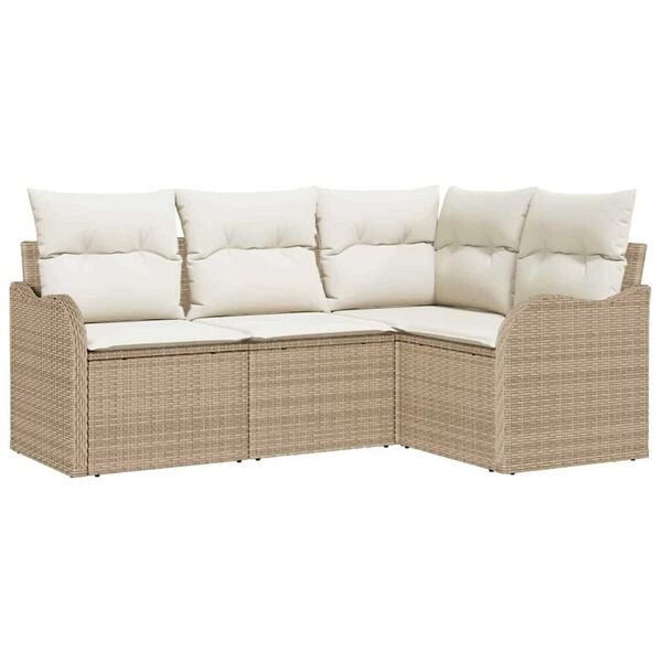 vidaXL Havesofa S&aelig;t med opbevaring 4 pcs Beige polyrattan