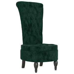 vidaXL stol med h&oslash;j ryg knapdesign velour m&oslash;rkegr&oslash;n