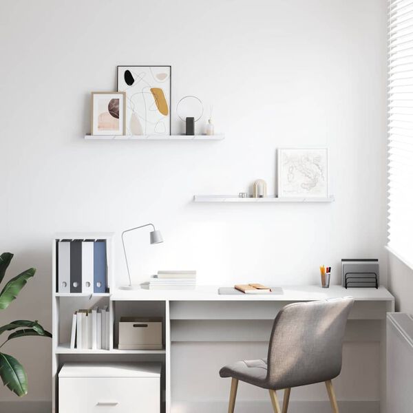 vidaXL V&aelig;ghylde 2 pcs Hvid marmor 80 x 9 x 3 cm Konstrueret tr&aelig;