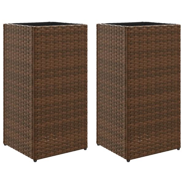 vidaXL plantekasser 2 stk. 30x30x60 cm polyrattan brun