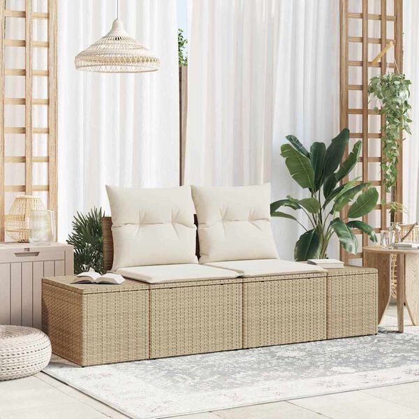 vidaXL Havemøbelsofa Beige 123 x 62 x 69cm polyrattan