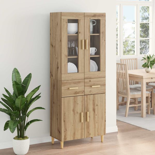 vidaXL Highboard Artisan Egetr&aelig; 69,5 x 34 x 180 cm Konstrueret tr&aelig;