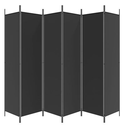 vidaXL 6-panels rumdeler 300x200 cm stof sort