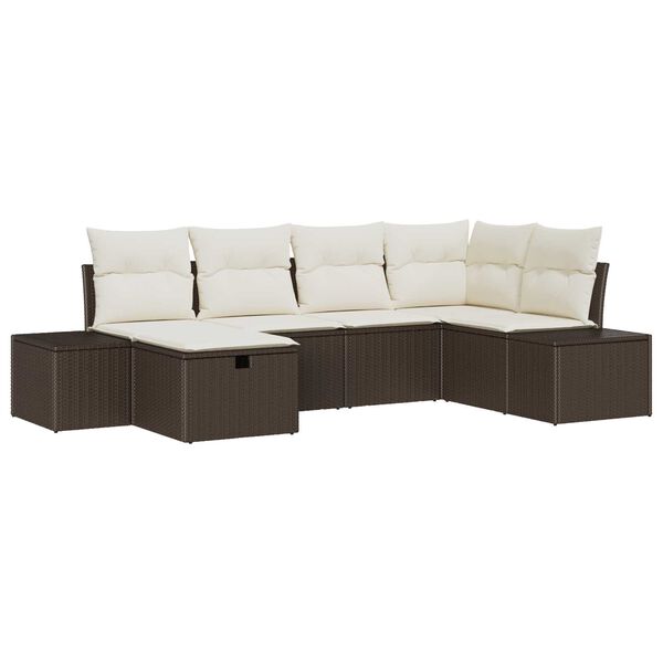 vidaXL Sofa S&aelig;t med pude 6 pcs polyrattan