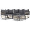 vidaXL lounges&aelig;t til haven 5 dele med hynder polyrattan antracitgr&aring;