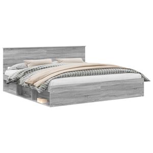 vidaXL Sengestel Gr&aring; Sonoma 200 x 200 cm Massiv fyrretr&aelig;