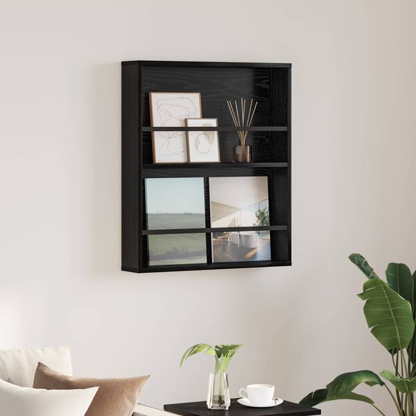 vidaXL Magasin Rack med hylde Sort eg 60 x 12 x 70 cm Konstrueret tr&aelig;