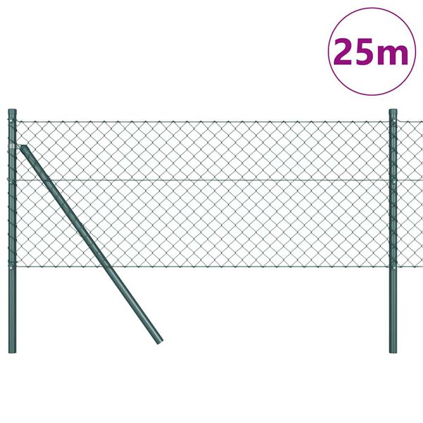 vidaXL Hegnsp&aelig;l Gr&oslash;n 25 x 0,8 m (40 x 40 mm net) St&aring;l og PVC