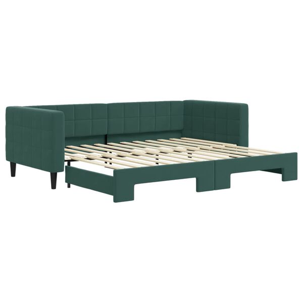 vidaXL daybed med udtræk 90x200 cm velour mørkegrøn