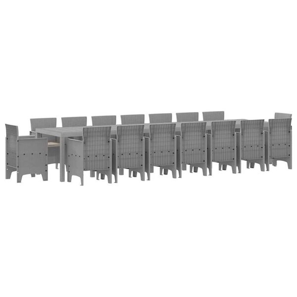 vidaXL Have Spises&aelig;t med Puder med pude 17 pcs Lysegr&aring; PP