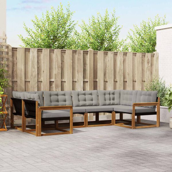 vidaXL Udend&oslash;rs sofagruppe med pude 6 pcs Naturlig og Lys Gr&aring;