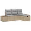 vidaXL Havesofa S&aelig;t med pude 4 pcs Beige Poly rattan