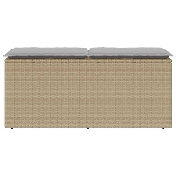 vidaXL havebænk med hynde 110x40x44 cm polyrattan beige