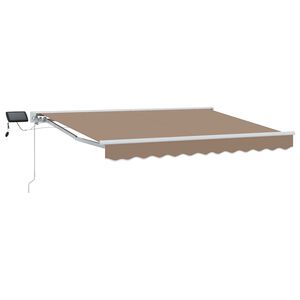 vidaXL Manuel markise-ramme med LED-lys Gr&aring;brun 3,5 x 2 m