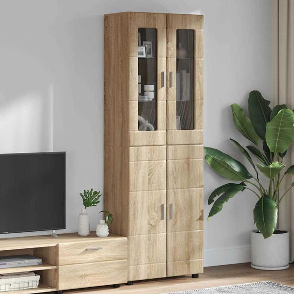 vidaXL Highboard FLORIN Sonoma eg 60 x 35 x 182 cm Konstrueret tr&aelig;