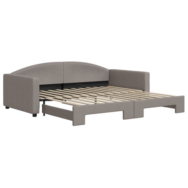 vidaXL daybed med udtr&aelig;k 100x200 cm stof gr&aring;brun