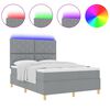 vidaXL LED Box Spring Bed med madras Lysegr&aring; 140 x 190 cm Stof