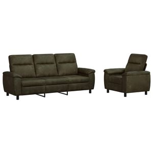 vidaXL Sofa S&aelig;t 2 pcs Army Gr&oslash;n Faux Suede L&aelig;der
