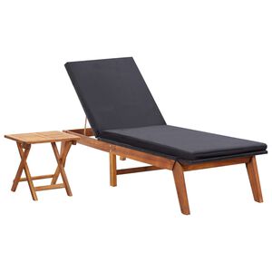 vidaXL liggestol med bord polyrattan og massivt akacietr&aelig;