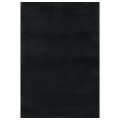 vidaXL gulvtæppe 160x230 cm blødt plys skridsikkert og vaskbart sort