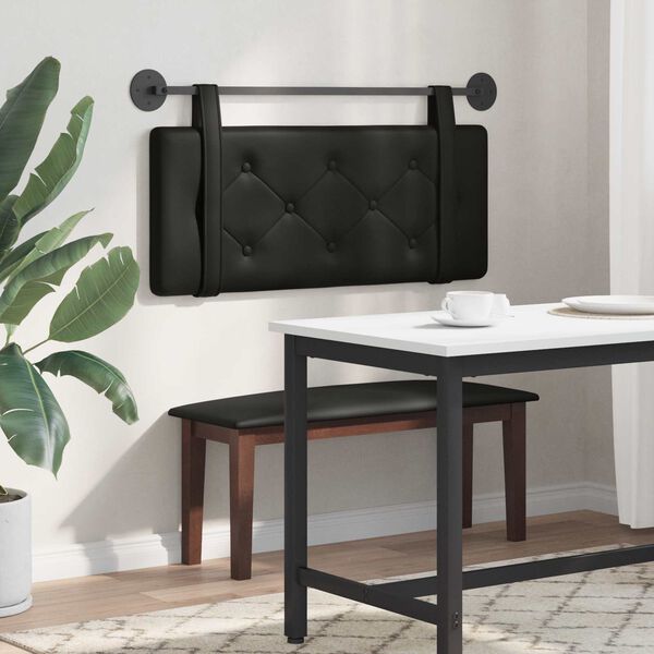 vidaXL H&aelig;ngende Hovedgavl V&aelig;gmonteret Sort 100 cm Faux l&aelig;der