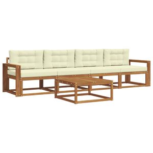 vidaXL Udend&oslash;rs sofagruppe med pude 5 pcs Naturlig og Fl&oslash;de