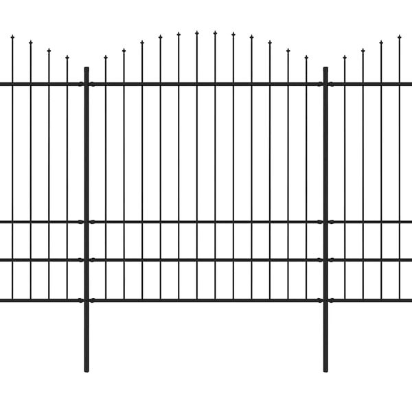 vidaXL havehegn med spydtop st&aring;l 1248x200 cm sort