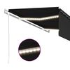 vidaXL markise m. rullegardin+LED+vindsensor 5x3 m automatisk antracit