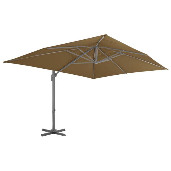 vidaXL fritstående haveparasol med aluminiumsstang 400x300 cm taupe