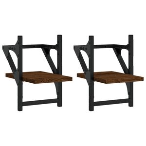 vidaXL v&aelig;ghylder med st&aelig;nger 2 stk. 20x25x30 cm brun egetr&aelig;sfarve