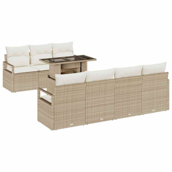 vidaXL Havesofa S&aelig;t med opbevaring 8 pcs Beige og creme polyrattan