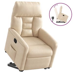 vidaXL massagestol med l&oslash;ftefunktion mikrofiberstof cremefarvet