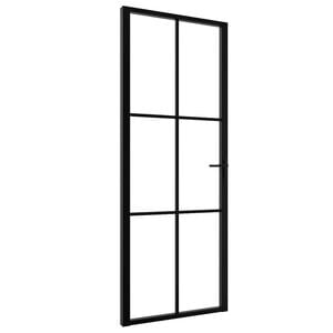 vidaXL indvendig d&oslash;r 76x201,5 cm sikkerhedsglas og aluminium sort