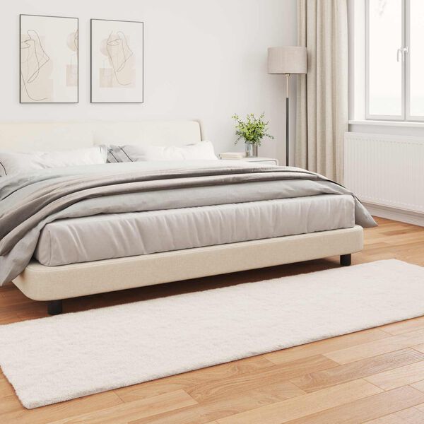 vidaXL Faux Kanin Pels T&aelig;ppe Olite Creme 80 x 250 cm Polyester