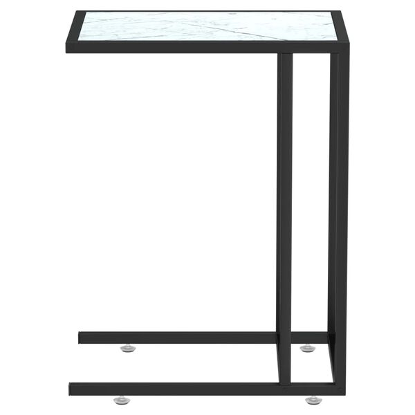 vidaXL sidebord 50x35x65 cm hærdet glas hvid marmor