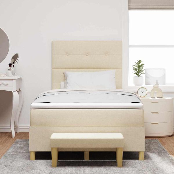 vidaXL Box spring seng med madras Creme 120 x 190 cm Stof