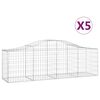 vidaXL buede gabionkurve 5 stk. 200x50x60/80 cm galvaniseret jern