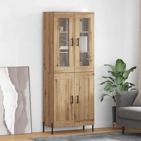 vidaXL Highboard Artisan Egetr&aelig; 69,5 x 34 x 180 cm Konstrueret tr&aelig;