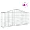 vidaXL buede gabionkurve 2 stk. 200x30x80/100 cm galvaniseret jern