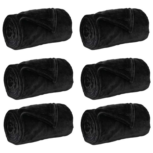 vidaXL Kastet&aelig;pper 6 pcs Sort 220 x 240 cm Fleece