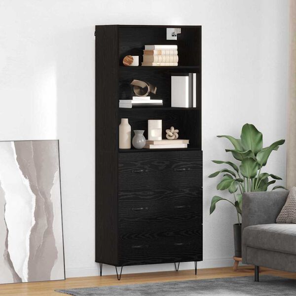 vidaXL Highboard med skuffe 2 pcs Sort eg Konstrueret tr&aelig;